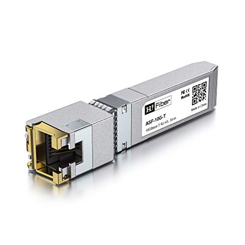 H!Fiber 10Gb SFP+ RJ45 Transceiver, 10Gbase-T SFP+ Ethernet Module Support 10G/5G/2.5G/1.25G, Compatible with Cisco SFP-10G-T-S, Ubiquiti UF-RJ45-10G