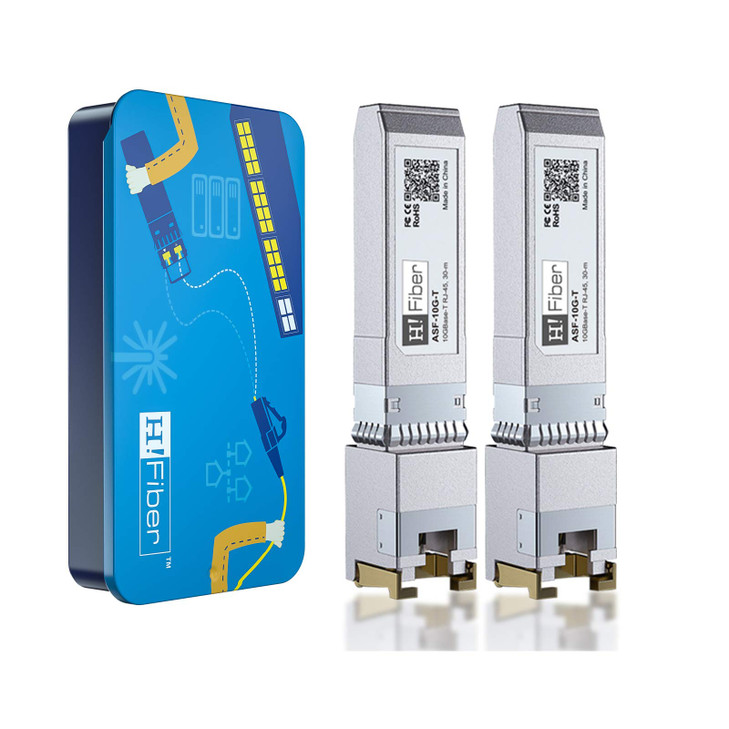 H!Fiber.com 10Gb SFP+ RJ45 Module, 10Gbase-T Ethernet SFP+ Copper Transceiver Support 10G/5G/2.5G/1.25G, Compatible with Cisco SFP-10G-T-S, Ubiquiti
