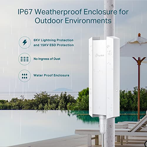 TP-Link Omada Long Range Outdoor Access Point - WiFi Extender Universal Compatible, WiFi 6 AX3000 Dual Band, Up to 3,500 sq.ft, PoE Powered, IP68 Wea