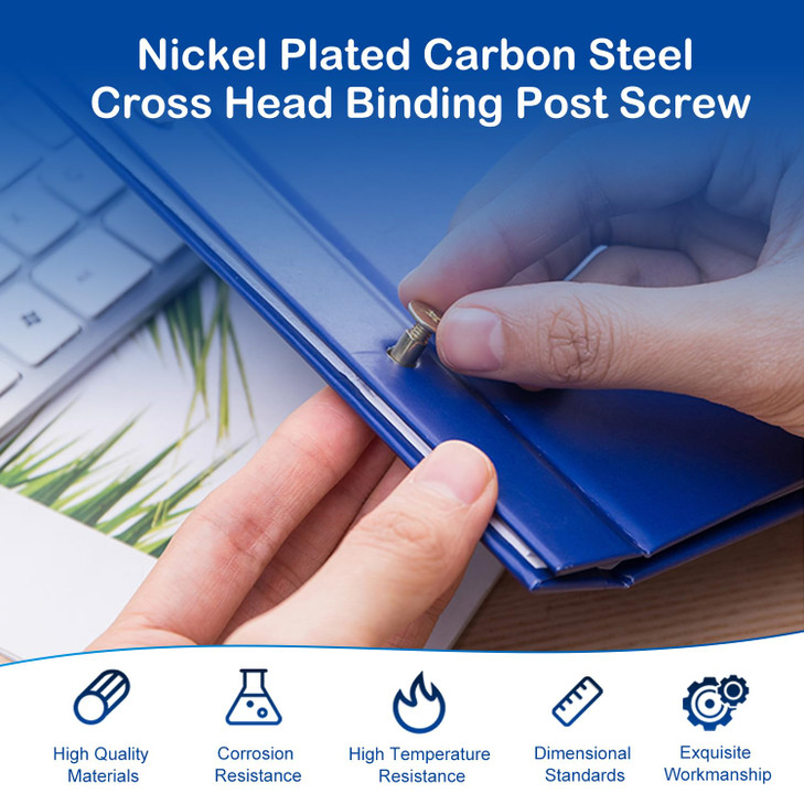 MroMax 10Pcs M5 Binding Screw, M5 x 75mm Nickel Plated Carbon Steel Cross Head Chicago Screw Binding Post Screw Kit for DIY Leather Decoration and Sc