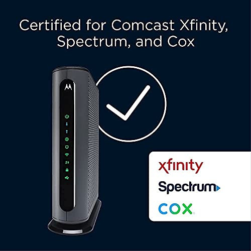 Motorola MG8702 | DOCSIS 3.1 Cable Modem + Wi-Fi Router (High Speed Combo) with Intelligent Power Boost | AC3200 Wi-Fi Speed | Approved for Comcast X