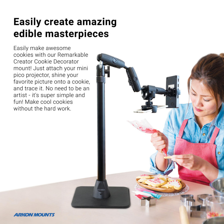 ARKON Mounts Remarkable Creator Cookie Decorator, Overhead Phone Mount & Pico Projector Mount for Video Recording, Vlogging, Cooking, Crafting, Drawi