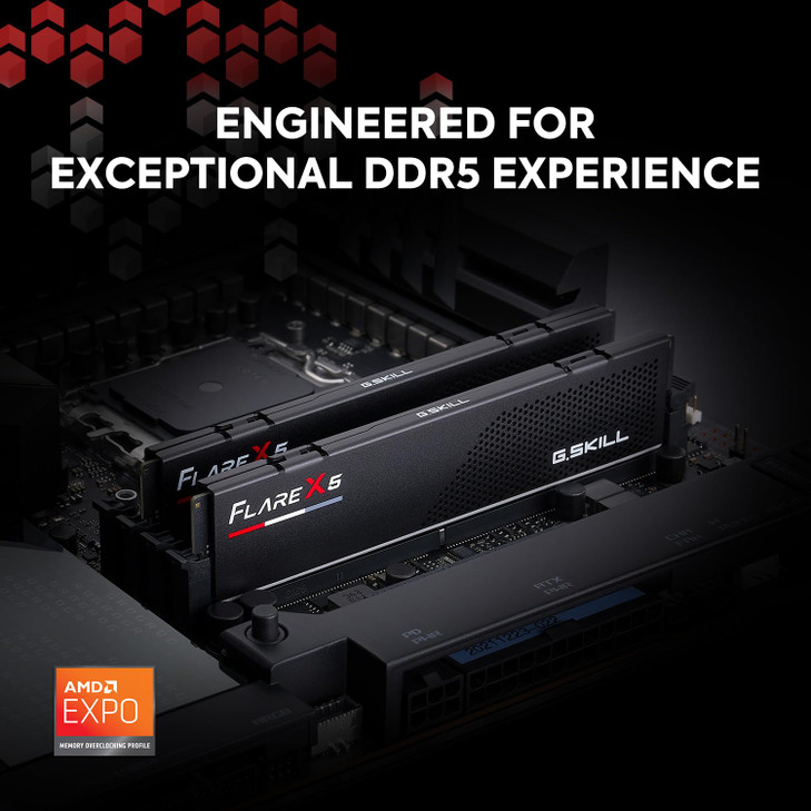 G.SKILL Flare X5 Series DDR5 RAM (AMD Expo) 32GB (2x16GB) 6000MT/s CL30-38-38-96 1.35V Desktop Computer Memory U-DIMM - Matte Black (F5-6000J3038F16G