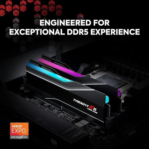 G.SKILL Trident Z5 Neo RGB Series DDR5 RAM (AMD Expo) 64GB (2x32GB) 6000MT/s CL30-40-40-96 1.40V Desktop Computer Memory U-DIMM - Matte Black (F5-600