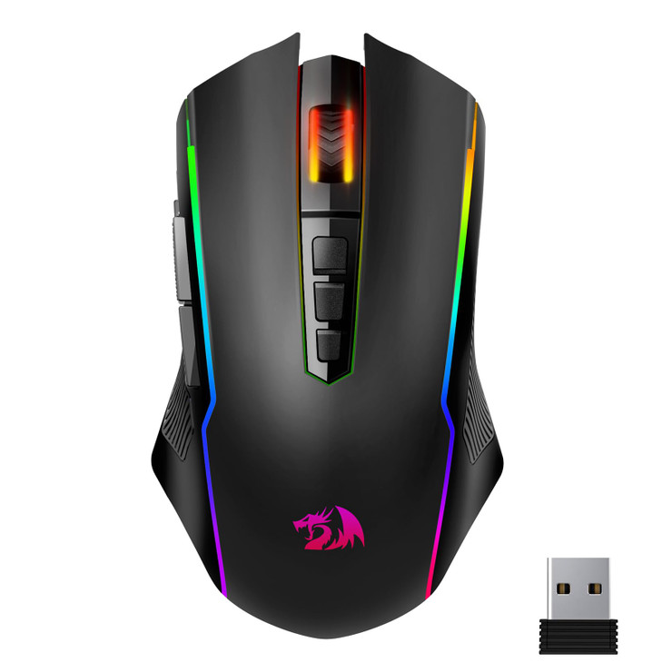 Redragon Wireless Gaming Mouse, Tri-Mode 2.4G/USB-C/Bluetooth Mouse Gaming, 12000 DPI, RGB Backlit, Fully Programmable, Rechargeable Wireless Compute