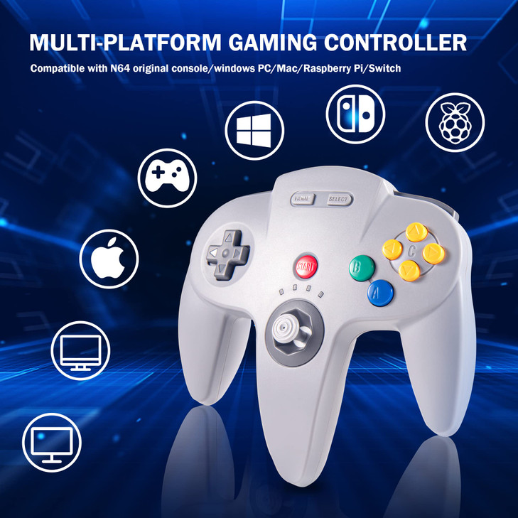 KIWITATA Wireless N64 Controller for Switch Online Games, 2.4ghz Rechargeable N64 Remote Wireless USB Joystick Game Controller for Switch/Switch Lite