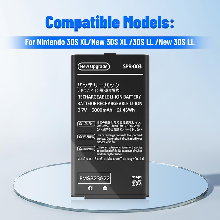 SPR-003 Battery for Nintendo 3DS XL New 3DS XL LL Game Console, (2025 New Version) Ultra High Capacity 5800mAh Li-ion Replacement Battery for Nintend