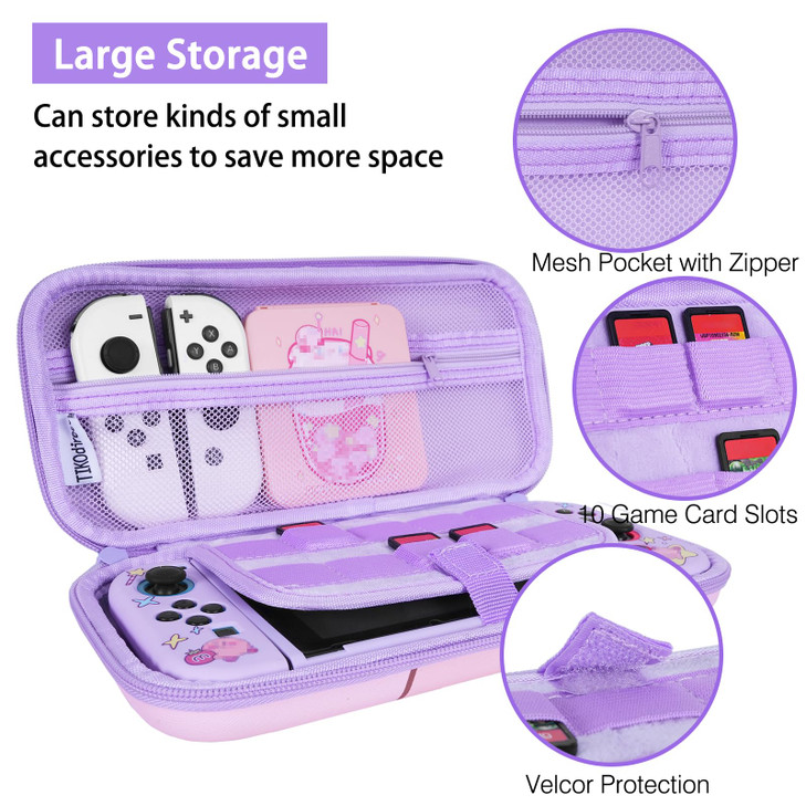 TIKOdirect Carrying Case for Switch, Cute Portable Travel Bag Accessories with Soft Protective Cover, Screen Protectors and Thumb grip caps, Game Car