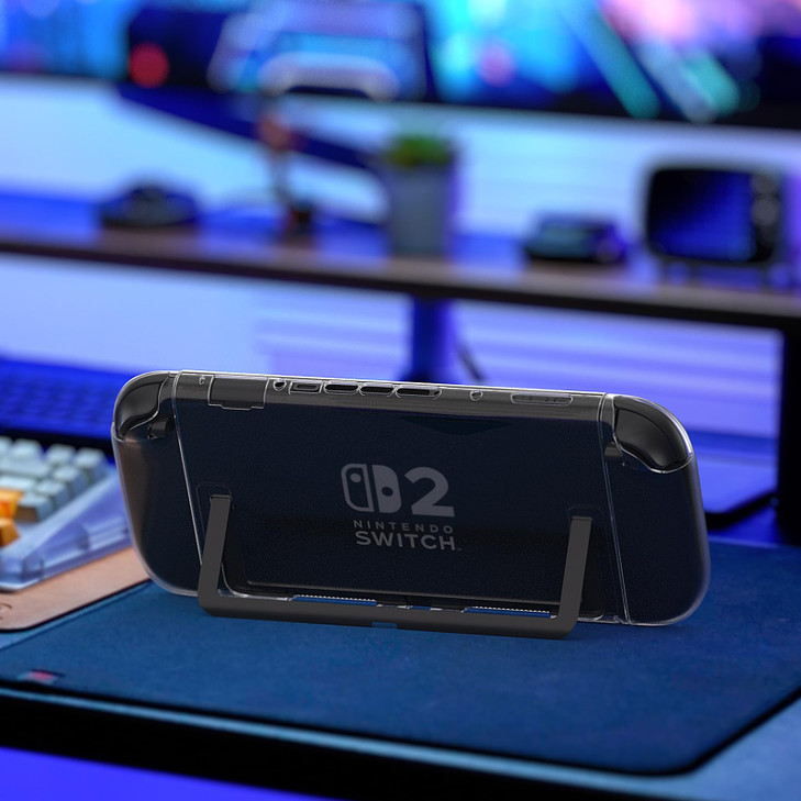 Switch Protector Dockable Case - Clear Hard Shell Cover with Joy-Con Grip TPU, Tempered Glass Screen Protector & Thumb Caps - Protective Accessories