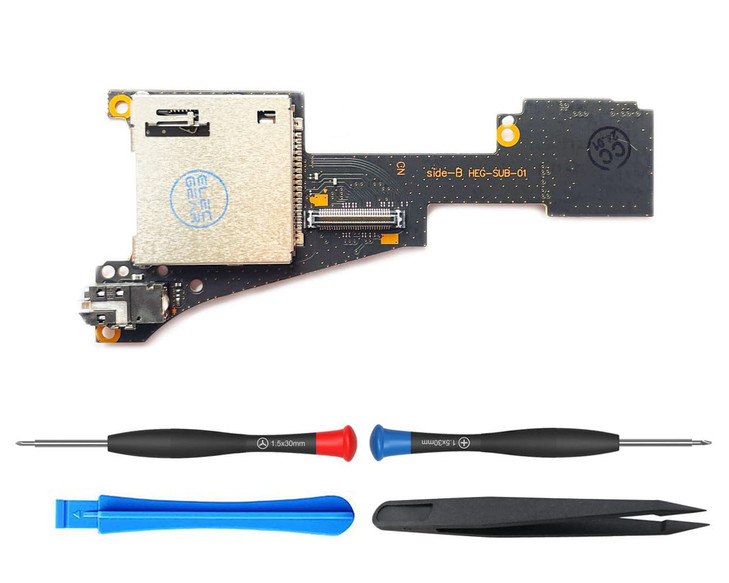ElecGear Game and Micro SD Card Reader Replacement for Nintendo Switch OLED HEG-001, Game Card & Memory TF Card Adapter Slot PCB Module with Headphon