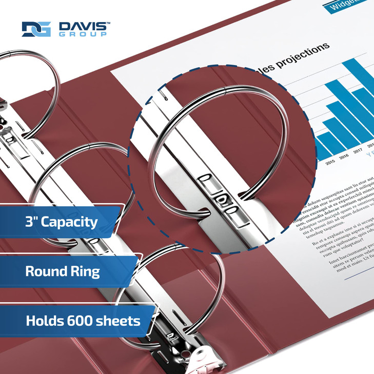 Easyview® Premium, 3" Round Ring, View Binder - Burgundy