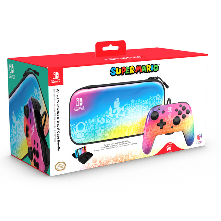 PDP REMATCH Controller & Travel Case Bundle: Star Spectrum - Nintendo Switch, Nintendo Switch Lite, & Nintendo Switch - OLED Model