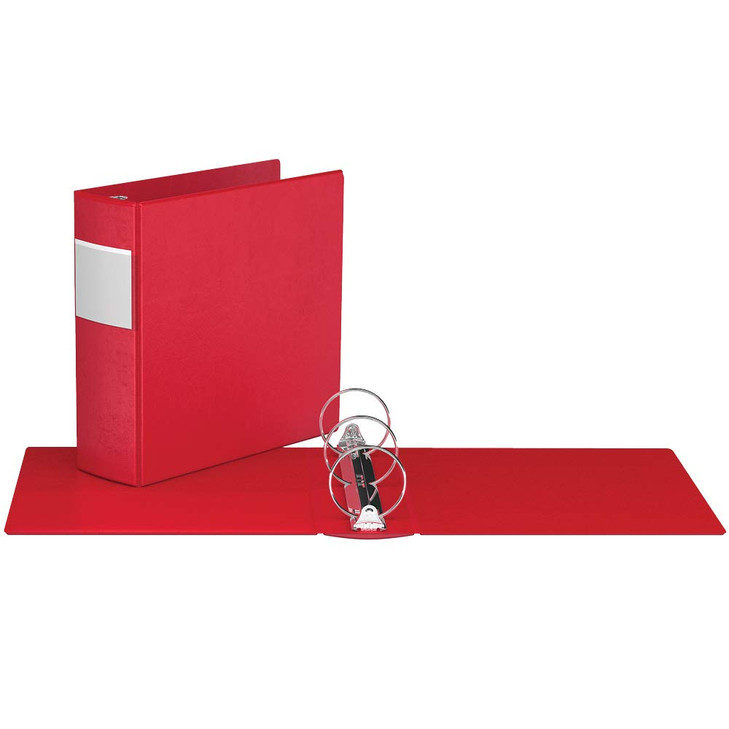 Heavy-Duty 3-Inch Binder Notebook, Large 3-Ring Binder for School, Office, or Home, Pack of 4, Red