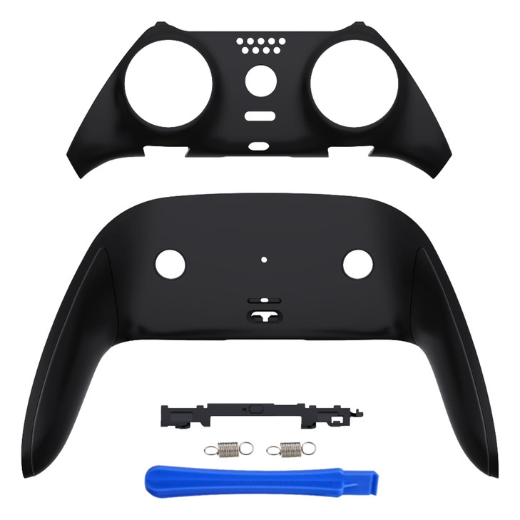 eXtremeRate Top Bottom Decorative Trim Shell Compatible with ps5 Edge Controller DIY Replacement Front Back Clip Shell, Custom Black Plates Cover Com