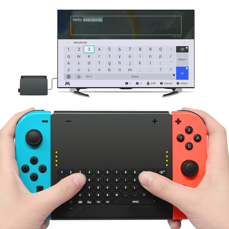 FYOUNG Wireless Keyboard Compatible with Nintendo Switch/Switch OLED, Wireless Gamepad Chatpad Message Keyboard for Switch, 2.4G USB Rechargable Hand