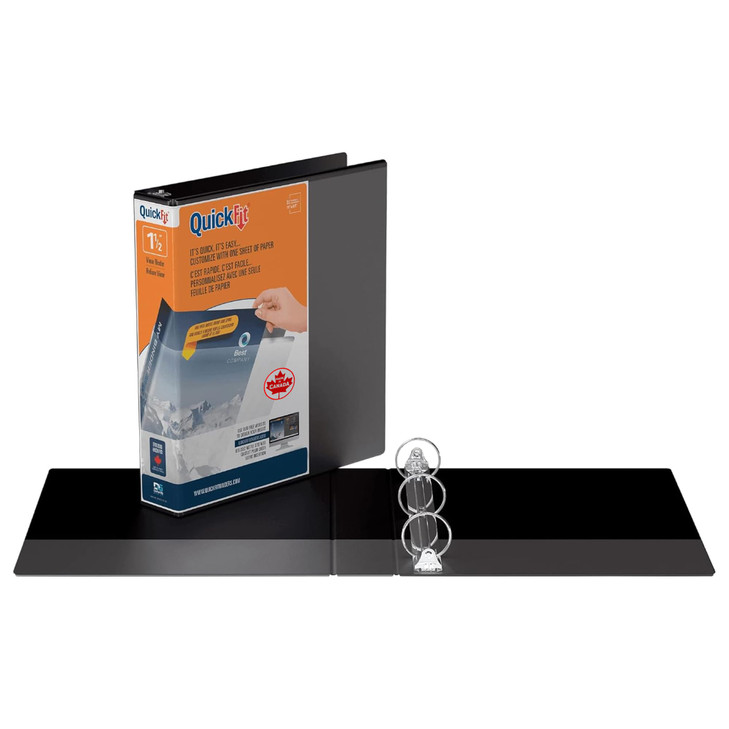 Stride Quickfit D-Ring View Binder, 3 Rings, 3" Capacity, 11 X 8.5, Black
