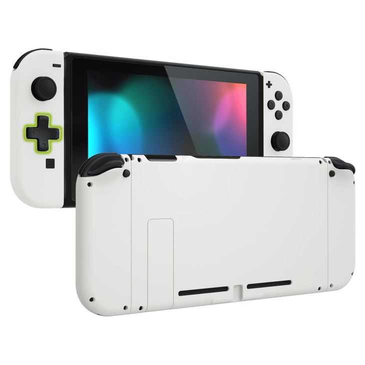eXtremeRate Dpad Version Custom Full Set Shell for Nintendo Switch, White Replacement Console Back Plate, NS Joycon Handheld Controller Housing with