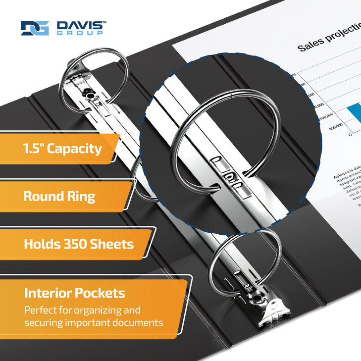 QuickFit Heavy-Duty 8.5" x 14" Landscape Legal Binder, 3-Ring Binder, Round Ring, Black, Single, 1.5 Inch