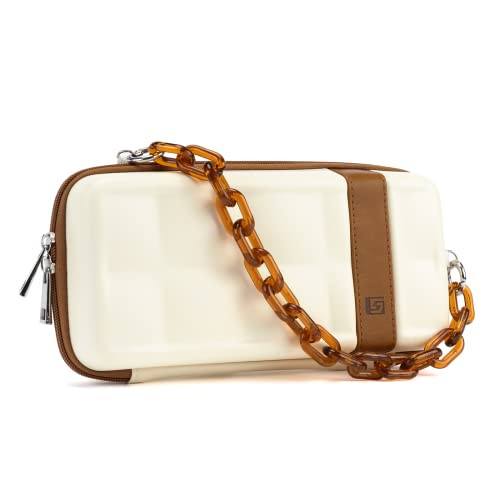 GeekShare Vintage Carry Case Compatible with Switch/Switch OLED - Portable Hardshell Travel Carrying Case fit Switch Console with Acrylic Strap