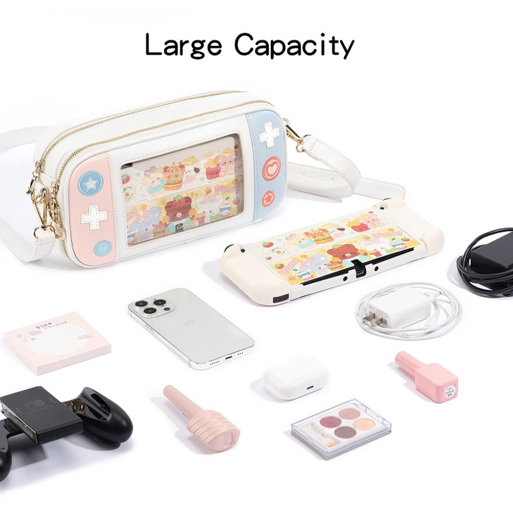 GeekShare Switch Case Compatible with Switch/Switch OLED - Travel Crossbody Switch Carrying Case with Adjustable Shoulder Strap for Switch Console Jo