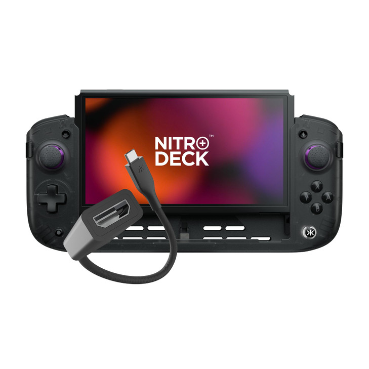 CRKD Nitro Deck+ with HDMI Adapter - Handheld Pro Controller for Nintendo Switch & OLED Model - TV Dockable - Programmable Sidekicks & Back Buttons -