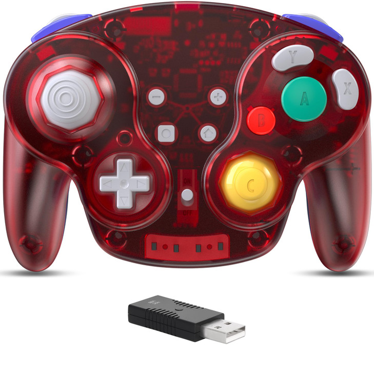 2.4 GHz Wireless GameCube Style Switch Pro Controller, for Switch/Switch OLED Console, PC, Steam Deck (Built-in Rumble) (Rechargeable) (Plug and Play