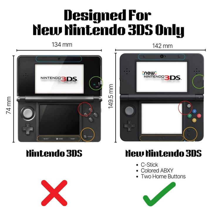 TNP New 3DS Case - Ultra Clear Crystal Transparent Hard Shell Protective Case Cover Skin for New 2015 Nintendo 3DS