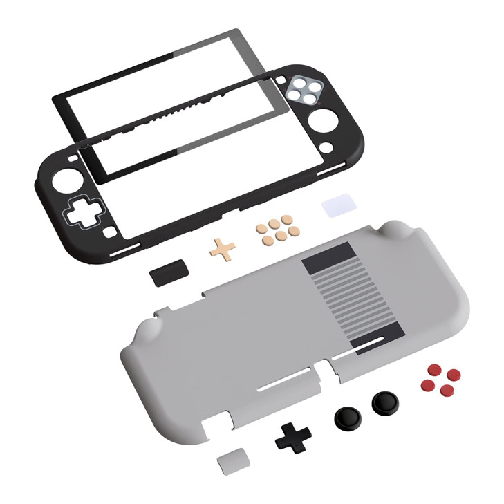 eXtremeRate PlayVital Classics NES Style Protective Grip Case for Nintendo Switch Lite, Hard Cover Protector for Nintendo Switch Lite - Screen Protec