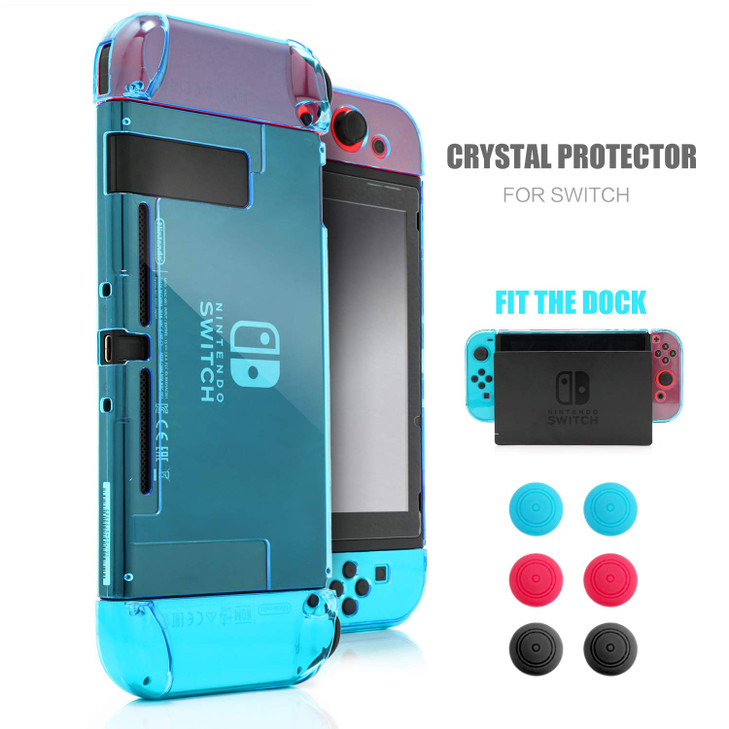 Dockable Case for Nintendo Switch, Protective Case for Nintendo Switch with a Tempered Glass Screen Protector and 6 Joy Stick Covers, Fit into the Do
