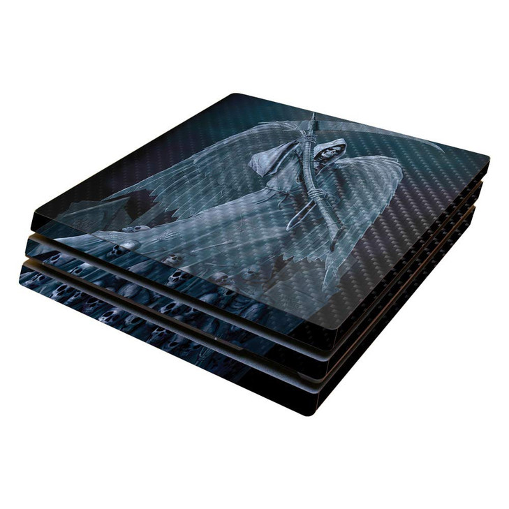 MightySkins Carbon Fiber Skin for Sony PS4 Pro Console - Death Reaper | Protective, Durable Textured Carbon Fiber Finish | Easy to Apply, Remove, and