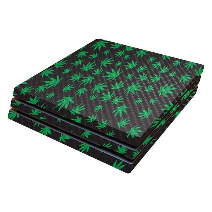 MightySkins Carbon Fiber Skin for Sony PS4 Pro Console - Marijuana | Protective, Durable Textured Carbon Fiber Finish | Easy to Apply, Remove, and Ch