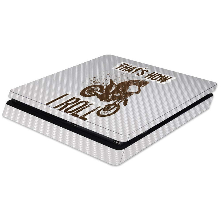 MightySkins Carbon Fiber Skin for Sony PS4 Slim Console - Motocross | Protective, Durable Textured Carbon Fiber Finish | Easy to Apply, Remove, and C