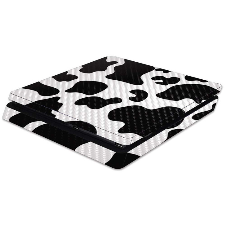 MightySkins Carbon Fiber Skin for Sony PS4 Slim Console - Cow Print | Protective, Durable Textured Carbon Fiber Finish | Easy to Apply, Remove, and C