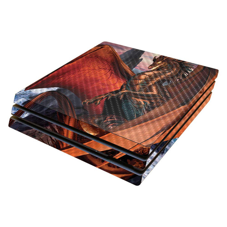 MightySkins Carbon Fiber Skin for Sony PS4 Pro Console - Dragon Reign | Protective, Durable Textured Carbon Fiber Finish | Easy to Apply, Remove, and
