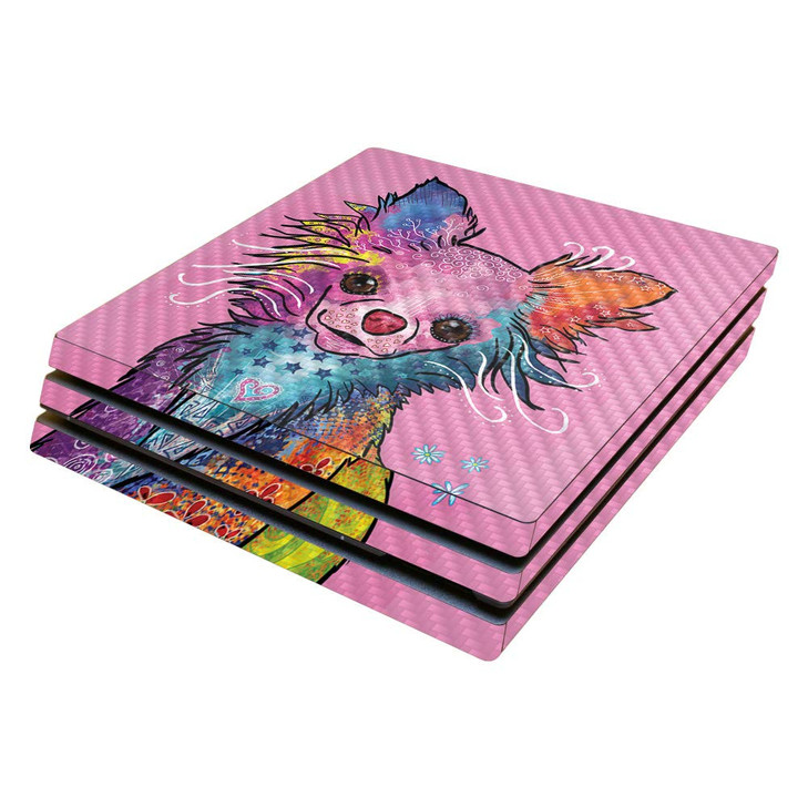 MightySkins Carbon Fiber Skin for Sony PS4 Pro Console - Chihuahua Rainbow | Protective, Durable Textured Carbon Fiber Finish | Easy to Apply, Remove