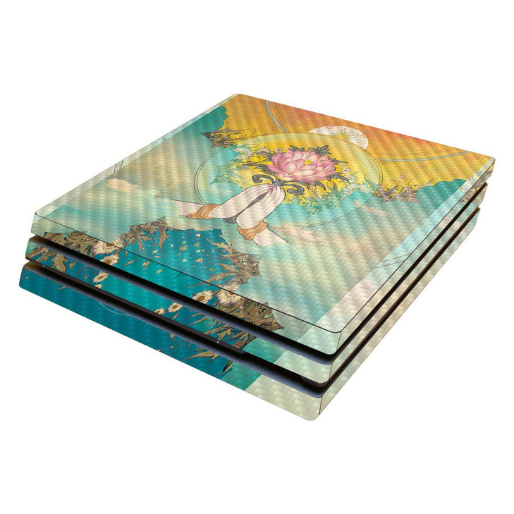 MightySkins Carbon Fiber Skin for Sony PS4 Pro Console - Divine Offering | Protective, Durable Textured Carbon Fiber Finish | Easy to Apply, Remove,