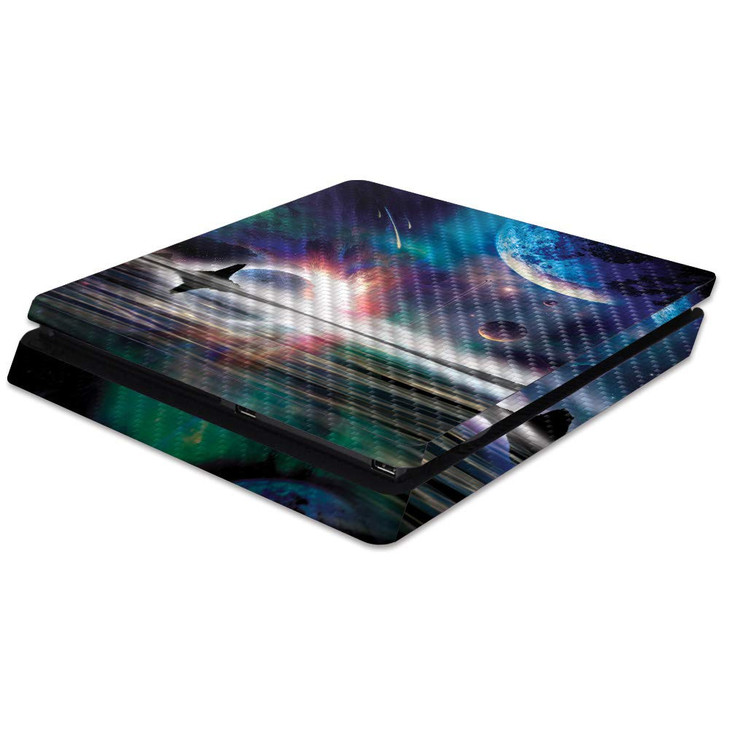 MightySkins Carbon Fiber Skin for Sony PS4 Slim Console - Space Horizon | Protective, Durable Textured Carbon Fiber Finish | Easy to Apply, Remove, a