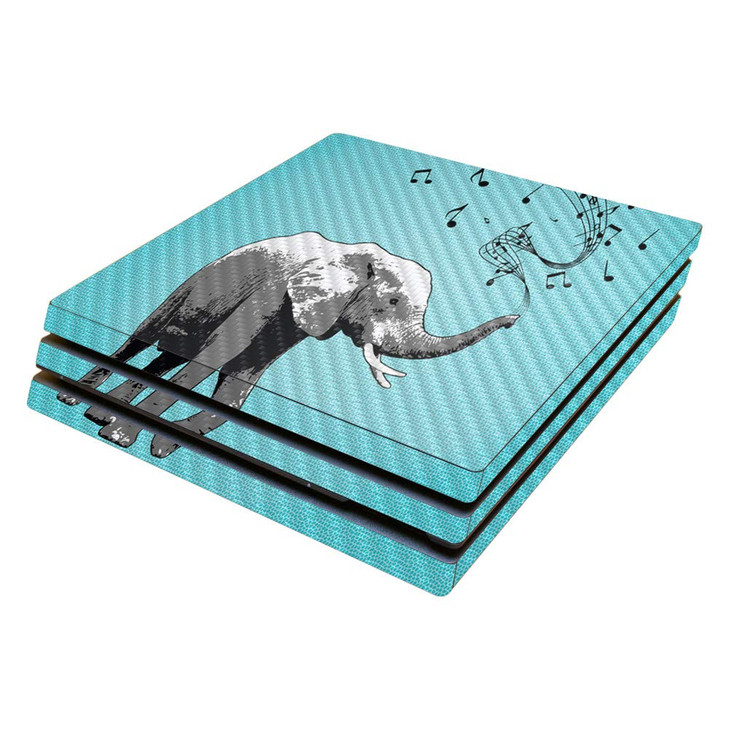 MightySkins Carbon Fiber Skin for Sony PS4 Pro Console - Musical Elephant | Protective, Durable Textured Carbon Fiber Finish | Easy to Apply, Remove,