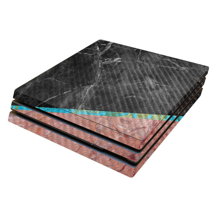 MightySkins Carbon Fiber Skin for Sony PS4 Pro Console - Cut Marble | Protective, Durable Textured Carbon Fiber Finish | Easy to Apply, Remove, and C