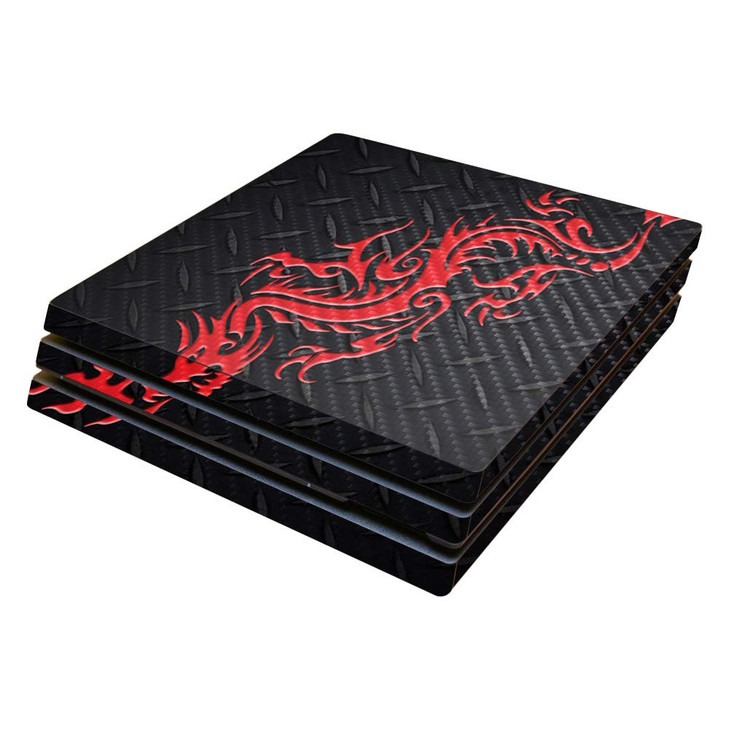 MightySkins Carbon Fiber Skin for Sony PS4 Pro Console - Red Dragon | Protective, Durable Textured Carbon Fiber Finish | Easy to Apply, Remove, and C