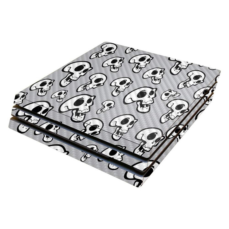 MightySkins Carbon Fiber Skin for Sony PS4 Pro Console - Laughing Skulls | Protective, Durable Textured Carbon Fiber Finish | Easy to Apply, Remove,