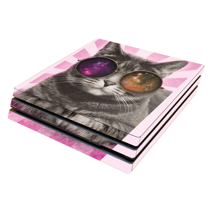 MightySkins Skin Compatible with Sony PS4 Pro Console - Galaxy Cat | Protective, Durable, and Unique Vinyl Decal wrap Cover | Easy to Apply, Remove,