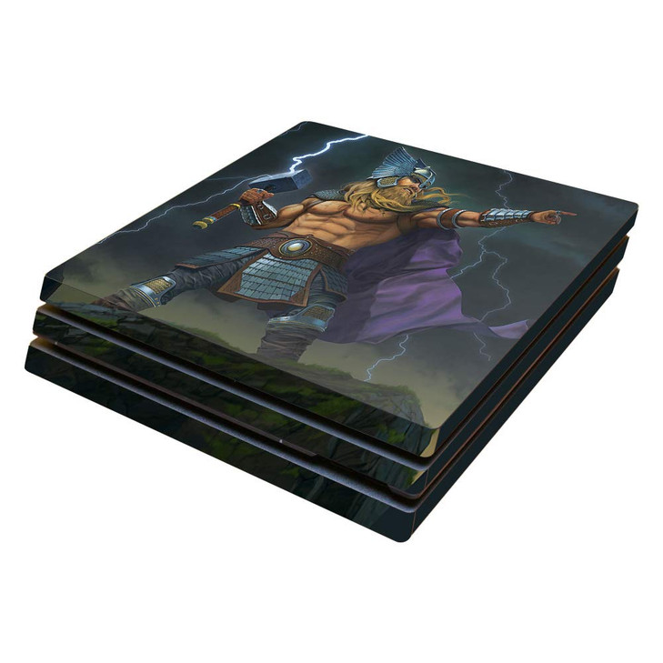 MightySkins Skin Compatible with Sony PS4 Pro Console - God of Thunder | Protective, Durable, and Unique Vinyl Decal wrap Cover | Easy to Apply, Remo