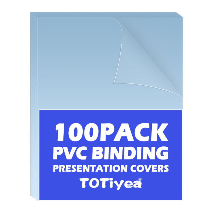 TOTiyea 100 Pack 12 Mil PVC Binding Presentation Covers, Clear Report Covers for Binding,8.5x11 Inches,Letter Size