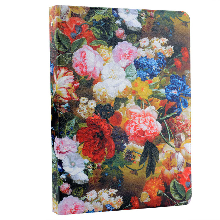 XIAOZHI 3-Ring Binder Portfolio Case, Floral Painting PU Leather Binder Padfolio, Business Planner Organizer with Notepad Holder, Red, 9.5x9.5x12.8 i