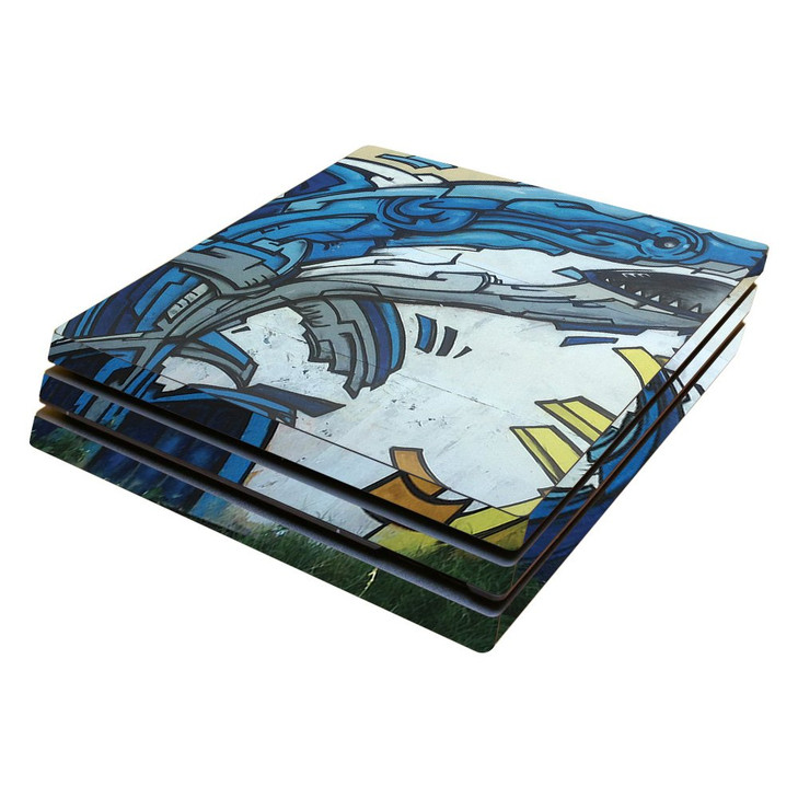 MightySkins Skin Compatible with Sony PS4 Pro Console - Robo Shark | Protective, Durable, and Unique Vinyl Decal wrap Cover | Easy to Apply, Remove,
