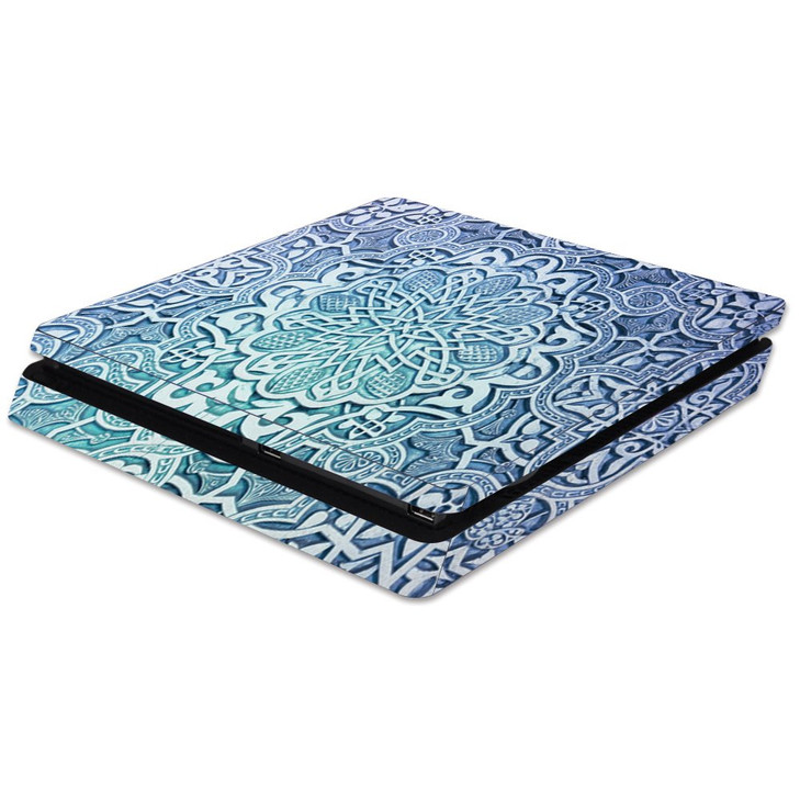 MightySkins Skin Compatible with Sony PS4 Slim Console - Carved Blue | Protective, Durable, and Unique Vinyl Decal wrap Cover | Easy to Apply, Remove