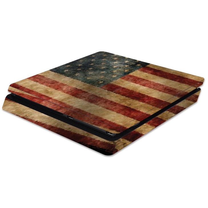 MightySkins Skin Compatible with Sony PS4 Slim Console - Vintage Flag | Protective, Durable, and Unique Vinyl Decal wrap Cover | Easy to Apply, Remov