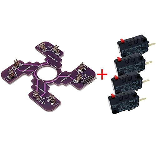 Replaced JLF PCB for Sanwa TP-MA PCB Board With 4pcs D3V .187" Microswitches Hot Swap Joystick Board for OTTO DIY V2 V5 Kit (Purple with 4pcs D3V swi