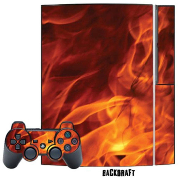 Mightyskins Protective Skin Decal Cover Sticker Compatible with Playstation 3 Console + Two PS3 Controllers - Back Draft